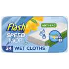 Flash Lemon Speedmop Wet Cloths Antibacterial Refill Replacement Pads 24 Pack