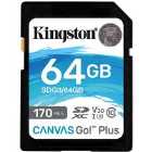 Kingston 64GB Canvas Go Plus SD Card (SDXC) UHS-I V30 U3 C10 - 170MB/s