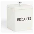 John Lewis Enamel Cream Biscuit Tin, each