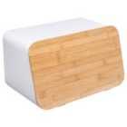 5Five Modern Breadbox with Bamboo Cutting Board - White