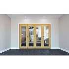 Rohden 2821x2060mm Unfinished Oak 1 Light Clear Glass 4 Door (3+1) Internal Sliding Folding Room-Divider