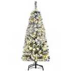 Bon Noel 4Ft Prelit Snow Flocked Christmas Tree with Light Xmas Decoration Green