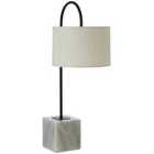 Premier Housewares Murdoch Curve Table Lamp with Marble Base & Linen Shade