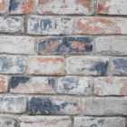 Fresco Distressed Brick Navy and Red Wallpaper