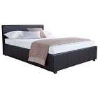 Side Lift Ottoman Bed King Faux Leather Black