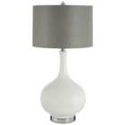 Premier Housewares Pandora Table Lamp in White Ceramic with Grey Shade