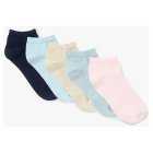 John Lewis Trainer Socks Pastel 5 Pair, Size 4-8