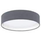 Eglo Grey Fabric Flush Ceiling Light