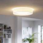 Eglo White Fabric Flush Ceiling Light