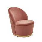 Kids Pink Velvet Chair With Gold Metal Base