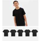Boys 5 Pack Black Sun Embroidered T-Shirts