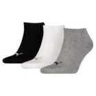 Puma Sneaker Invisible Socks (3 Pairs) (6-8, Grey/White/Black)
