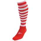 Precision Hooped Pro Football Socks Junior (3-6, Red/White)