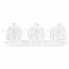Gozo Set of 3 Condiment Pots with Spoons and Tray