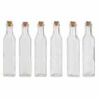 Gozo Glass Bottles, Clear Glass/ Cork Lid, Square/ Set of 6