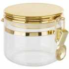 Gozo Transparent Canister, Gold Finish Lid, Small
