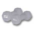 Urban Fitness Hex Dumbbells - Neoprene Covered (pair) (2 X 10Kg - Silver)