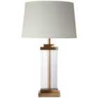 Premier Housewares Zaria Table Lamp in Glass/Gold Finish with Linen Shade