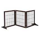 PawHut 3 Panel Pet Gate Indoor/Outdoor Foldable Dog Barrier w/Supporting Foot - Brown