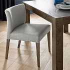 Cannes Pair Of Dark Oak Low Back Upholstered Dining Chairs Pebble Grey Fabric