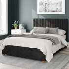 Aspire Grant Upholstered Ottoman Bed Kimyo Linen Charcoal Small Double