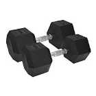 Urban Fitness Pro Hex Dumbbell - Rubber Coated (pair) (black, 2 X 25Kg)