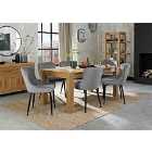 Cannes Light Oak 6 Seater Dining Table & 6 Cezanne Grey Velvet Fabric Chairs With Black Legs