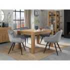 Cannes Light Oak 4-6 Seater Dining Table & 4 Dali Grey Velvet Fabric Chairs With Black Legs