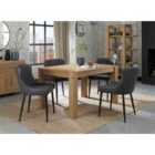 Cannes Light Oak 4-6 Seater Dining Table & 4 Cezanne Dark Grey Faux Leather Chairs With Black Legs