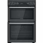Hotpoint CD67V9H2CA/UK 60cm 77L Freestanding Electric Double Cooker with Ceramic Hob - Anthracite