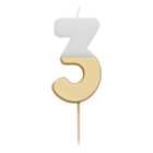 Number 3 Gold Candle 3rd Birthday