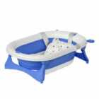HOMCOM Foldable Baby Bath Tub Ergonomic With Temperature-induced Water Plug - Blue