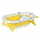 HOMCOM Foldable Baby Bath Tub Ergonomic With Temperature-induced Water Plug - Yellow