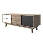 LPD Furniture Scandi Oak Tv Unit Grey