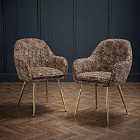 LPD Furniture Lara Dining Chair Leopard Print With Gold Legs (Pack of 2)