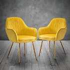 LPD Furniture Lara Dining Chair Ochre Yellow With Gold Legs (Pack of 2)