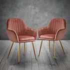 LPD Furniture Lara Dining Chair Vintage Pink With Gold Legs (Pack of 2)