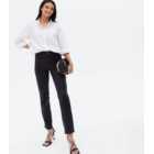 Noisy May Black Leather-Look Slim Jeans