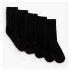 John Lewis Ankle Socks Black 5 Pair, Size 4-8