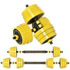 HOMCOM 30Kg Dumbbell & Barbell Adjustable Ergonomic Set Exercise In Home Gym