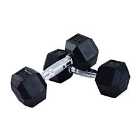 HOMCOM 2X10Kg Hexagonal Rubber Dumbbell Sets Ergo Weight Fitness Gym Workout Pair