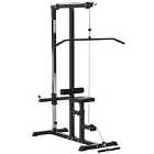 HOMCOM Exercise Pulley Machine Power Tower With Adjustable Seat Cables