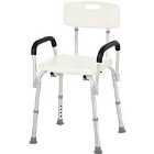 HOMCOM Light Weight Aluminum Shower Bench Portable Lift Chair With Back & Armrest