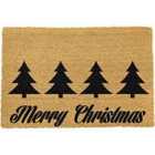 Christmas Trees With Merry Christmas Greeting Doormat