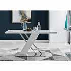 Furniture Box Sorrento 6 Seater White High Gloss And Stainless Steel Dining Table