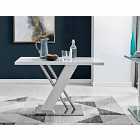 Furniture Box Sorrento 4 Seater White High Gloss And Stainless Steel Dining Table