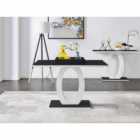 Furniture Box Giovani 4 Seater Black White High Gloss Glass Dining Table