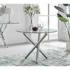 Furniture Box Selina 4 Seater Chrome Round Glass Dining Table