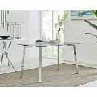 Furniture Box Cosmo 4 Seater Chrome Metal And Glass Dining Table