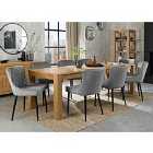 Cannes Light Oak 8-10 Seater Dining Table & 8 Cezanne Grey Velvet Fabric Chairs With Black Legs